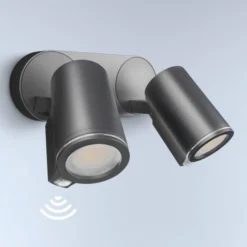 Foco exterior con sensor STEINEL One S, 2 luces, color antracita, IP44