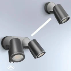 Foco exterior con sensor STEINEL One S, 2 luces, color antracita, IP44