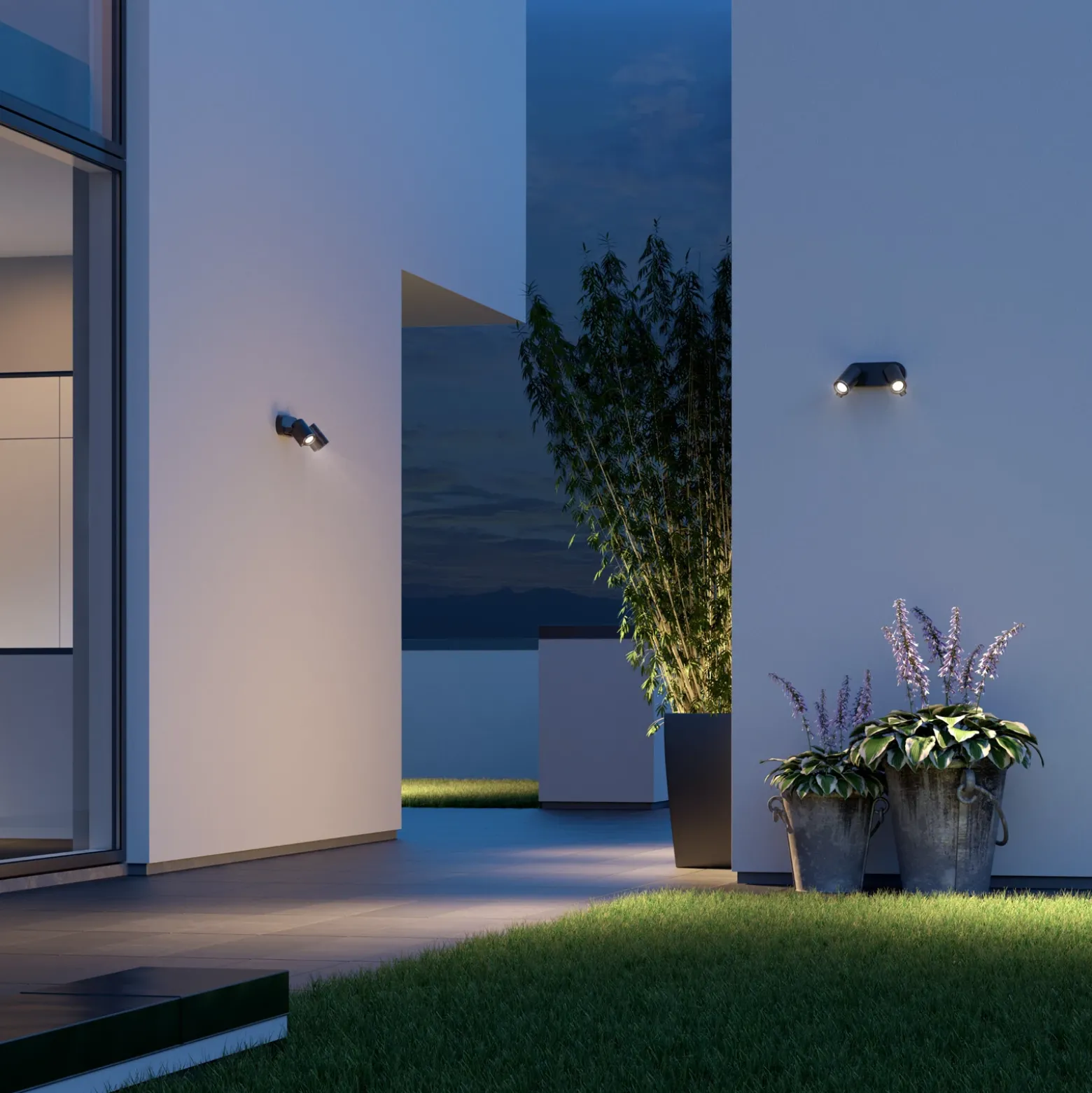 Foco exterior con sensor STEINEL One S, 2 luces, color antracita, IP44