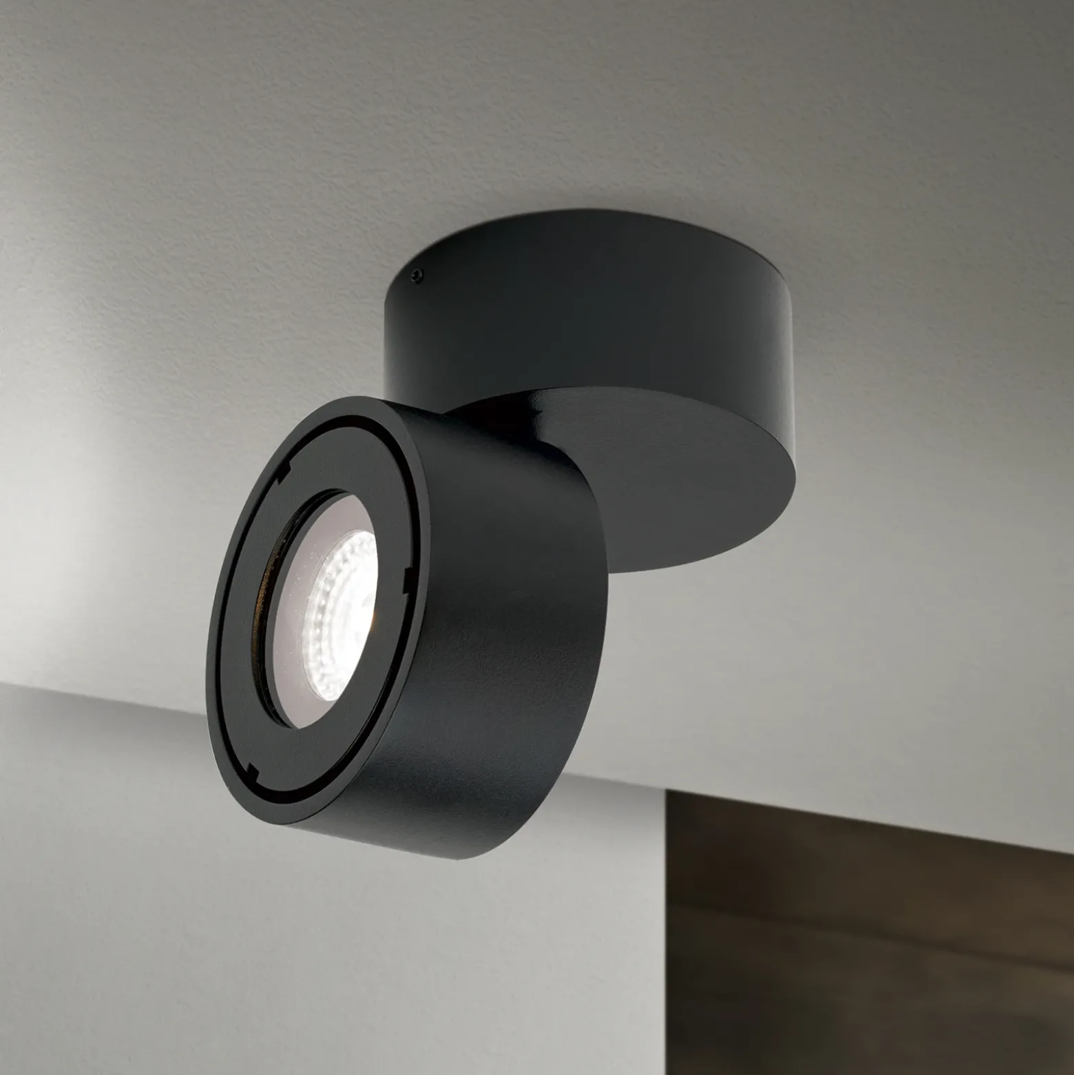 Foco exterior Harvey LED, negro, Ø 10 cm, aluminio fundido a presión