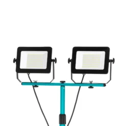 Foco exterior LED Avelar, negro/turquesa, altura 193 cm, metal