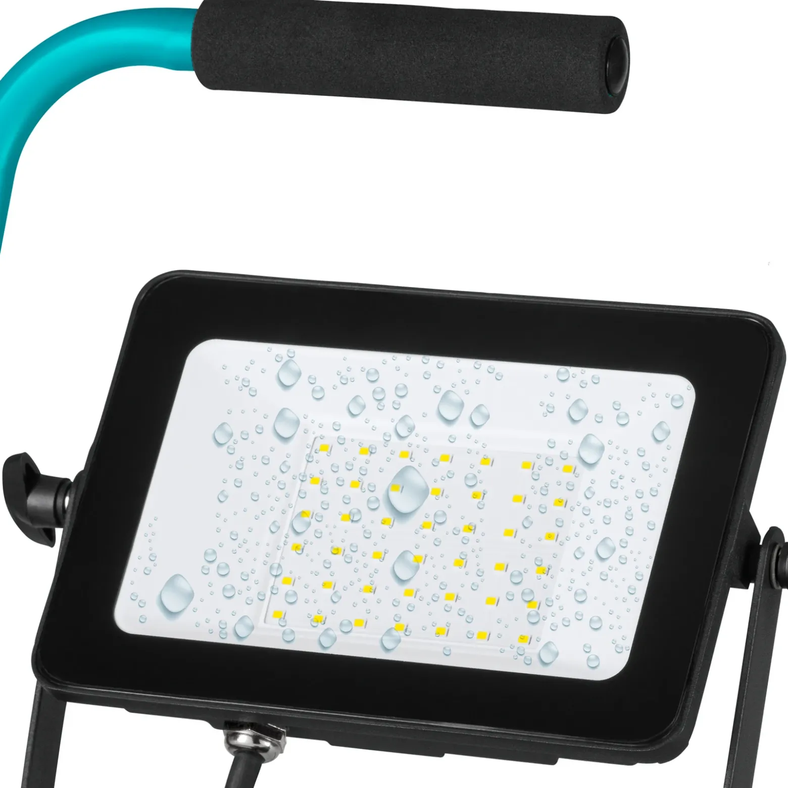 Foco exterior LED Avelar, negro/turquesa, 32 cm de ancho, metal