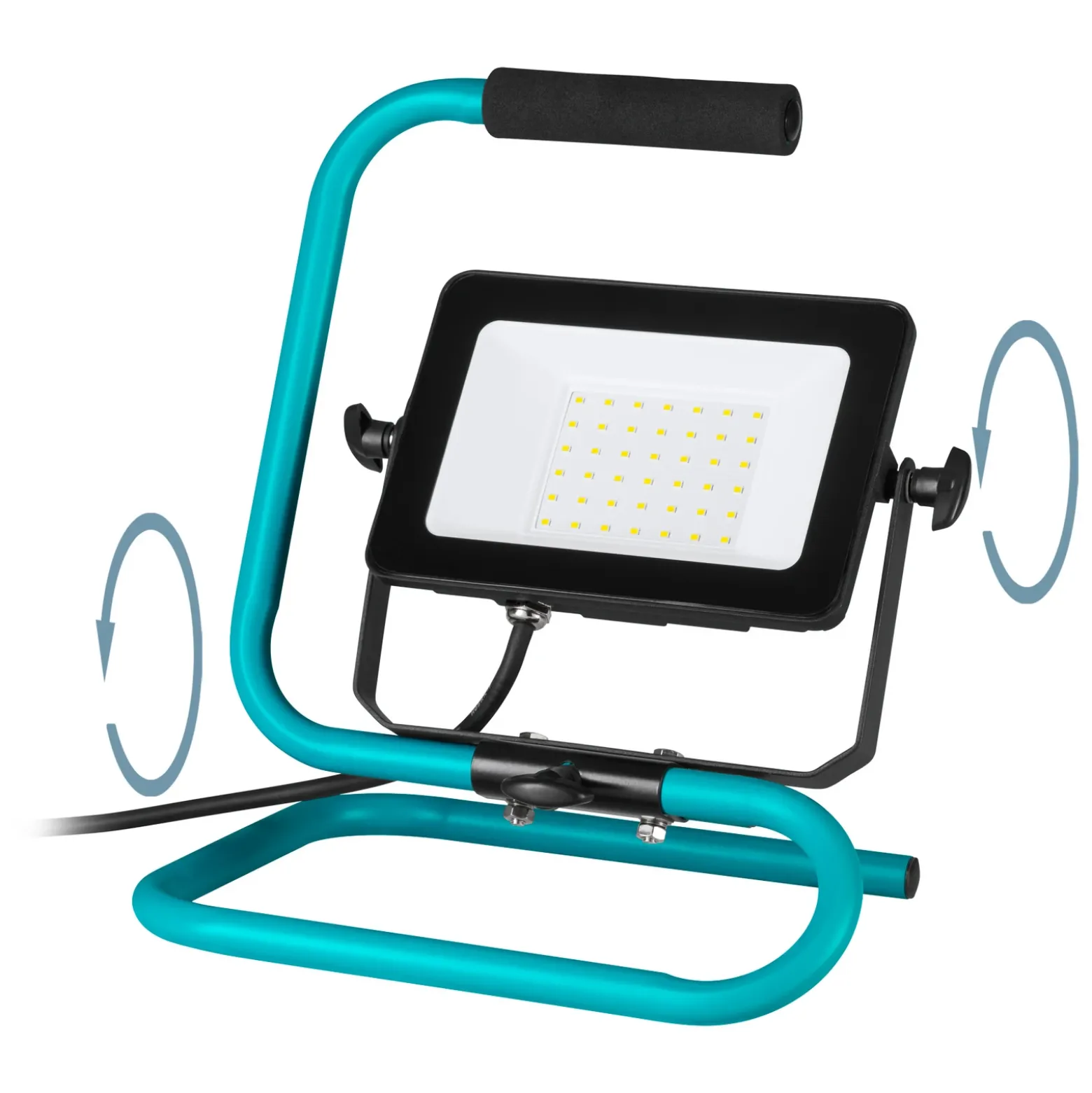 Foco exterior LED Avelar, negro/turquesa, 32 cm de ancho, metal