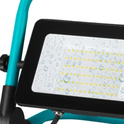 Foco exterior LED Avelar, negro/turquesa, ancho 31 cm, metal