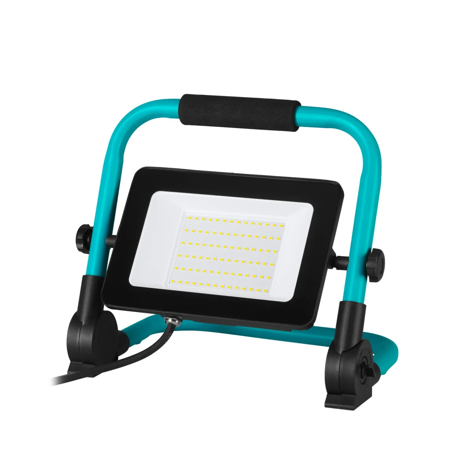 Foco exterior LED Avelar, negro/turquesa, ancho 31 cm, metal