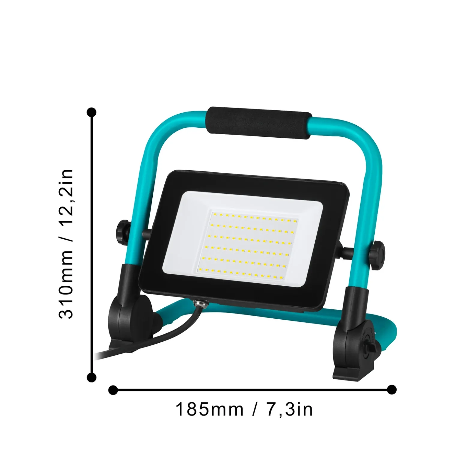 Foco exterior LED Avelar, negro/turquesa, ancho 31 cm, metal
