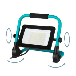 Foco exterior LED Avelar, negro/turquesa, ancho 31 cm, metal