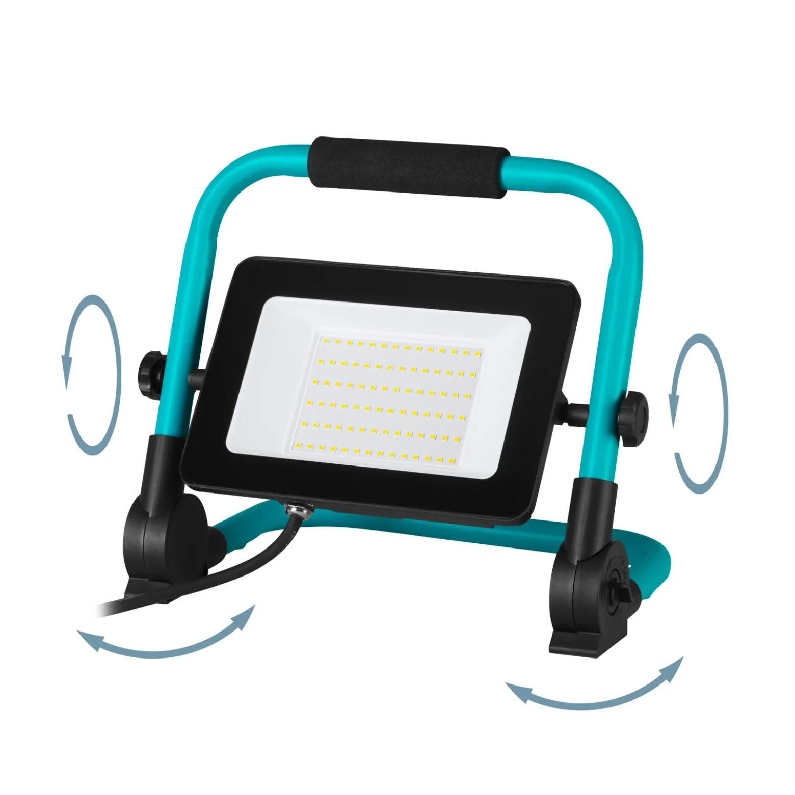 Foco exterior LED Avelar, negro/turquesa, ancho 31 cm, metal