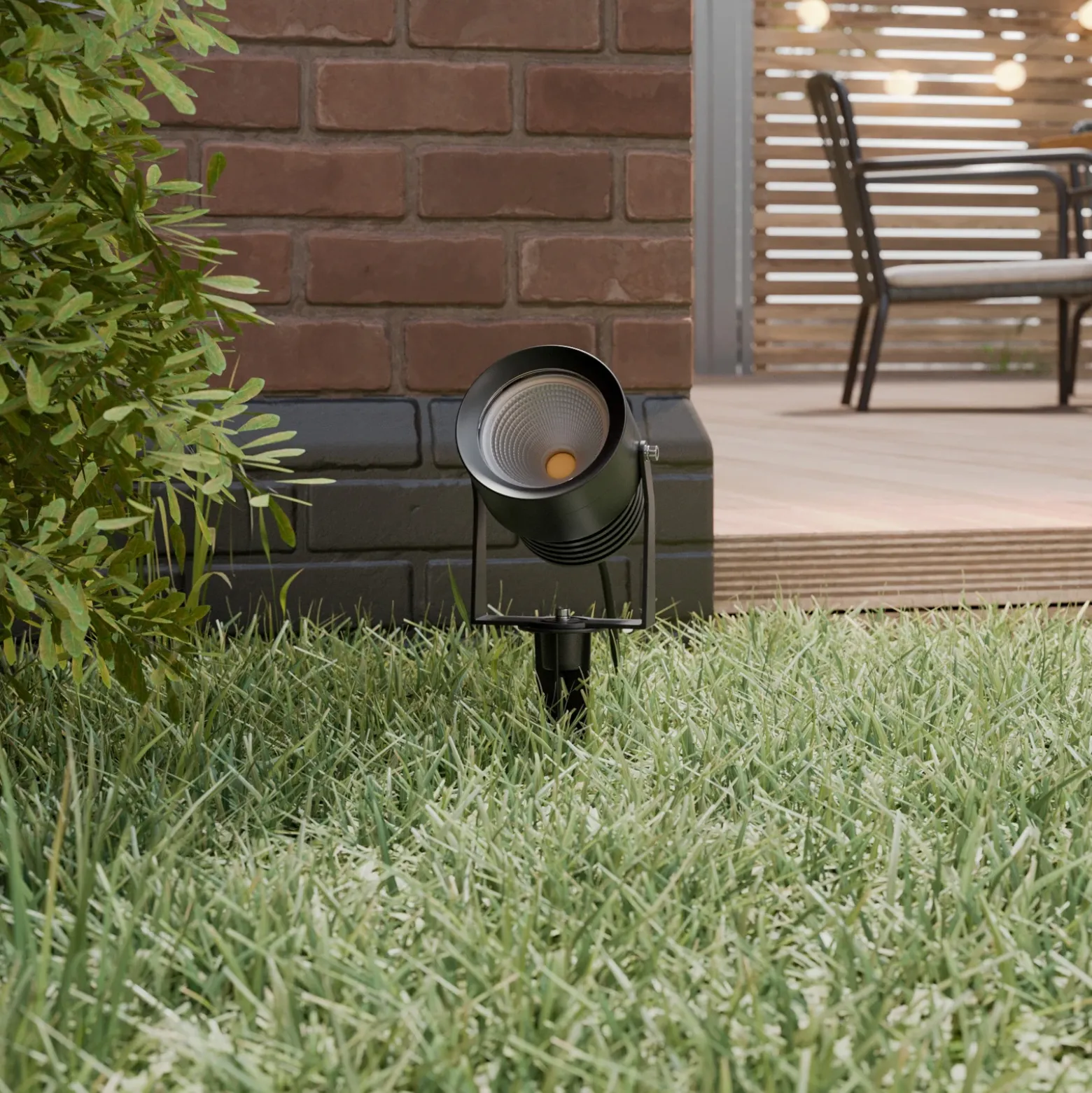 Foco exterior LED Irina, juego de 3, piqueta, enchufe, gris