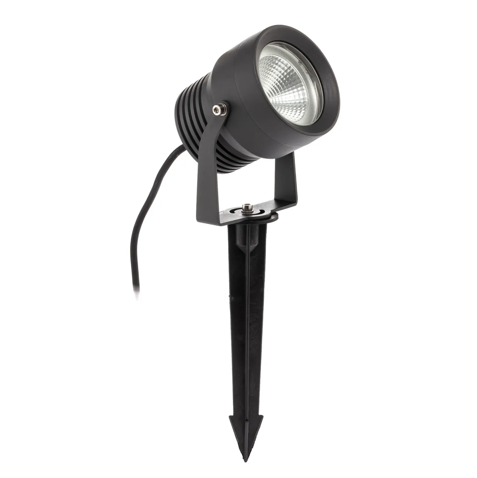 Foco exterior LED Irina, juego de 3, piqueta, enchufe, gris