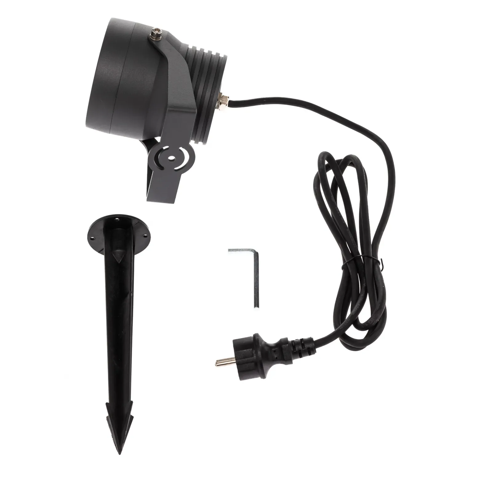 Foco exterior LED Irina, juego de 3, piqueta, enchufe, gris