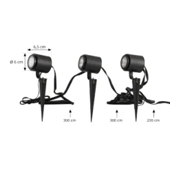 Foco exterior LED Lindby Smart Nymo, CCT, RGB, Tuya, juego de 3 unidades