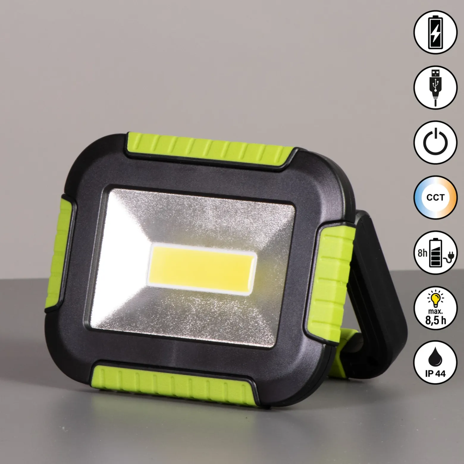 Foco exterior LED recargable 850946, negro/verde, longitud 16 cm