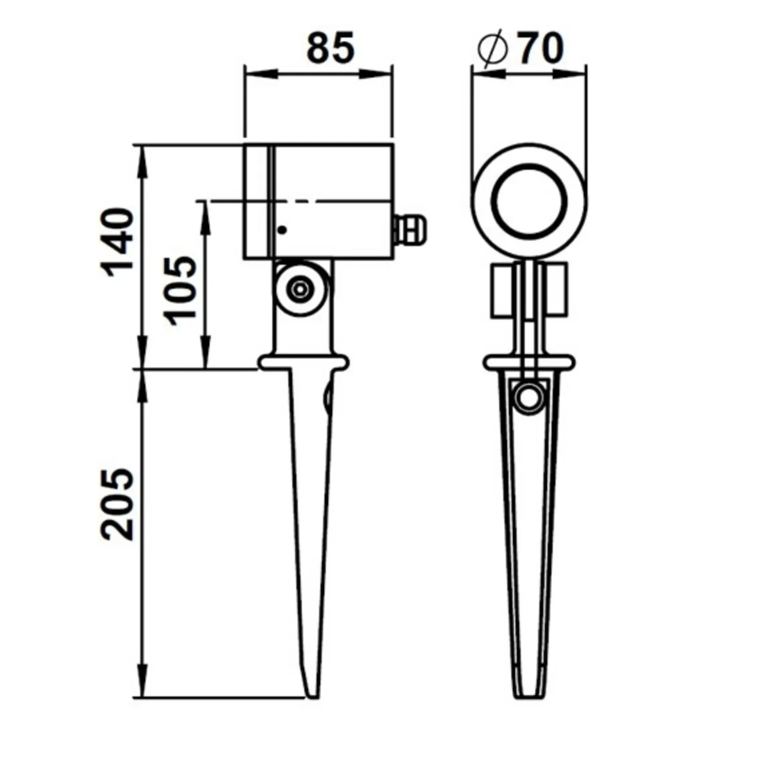 Foco exterior 626, negro, orientable, pincho de suelo