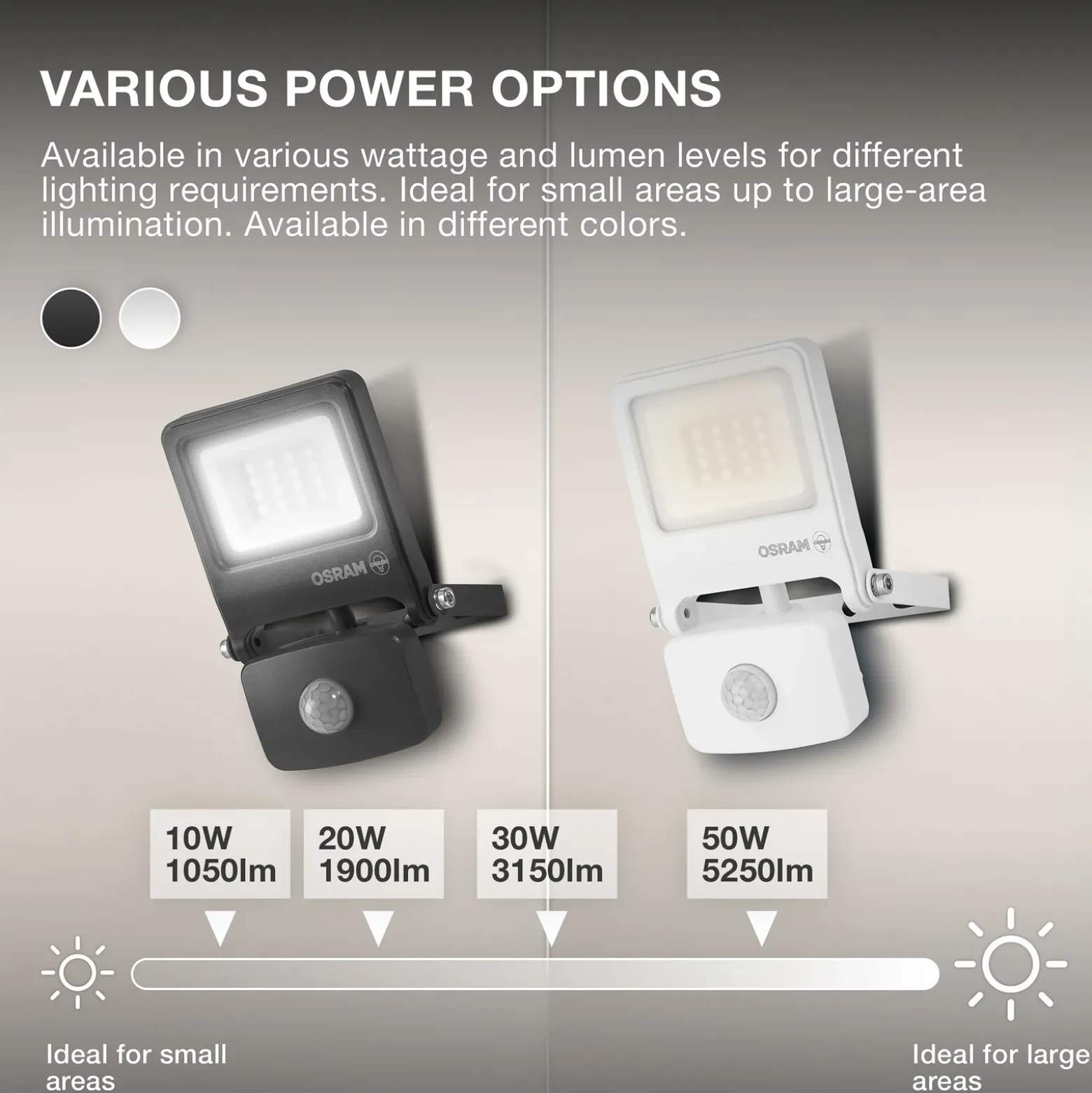 Foco exterior OSRAM ENDURA FLOOD, gris, sensor 50 W 840 IP44