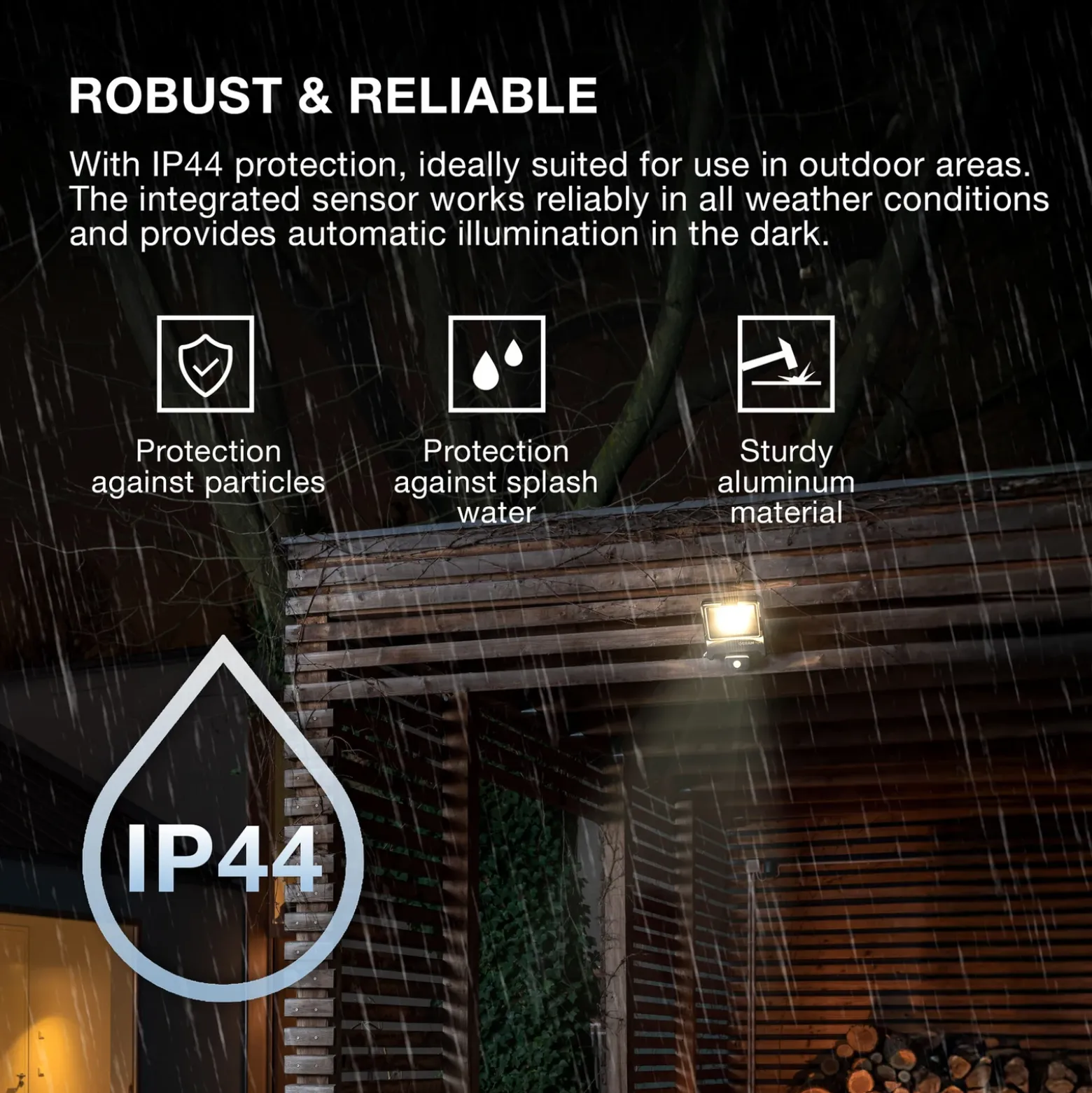 Foco exterior OSRAM ENDURA FLOOD, blanco, sensor 20 W 830 IP44
