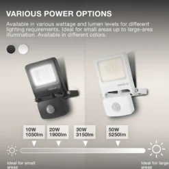 Foco exterior OSRAM ENDURA FLOOD, blanco, sensor 20 W 830 IP44