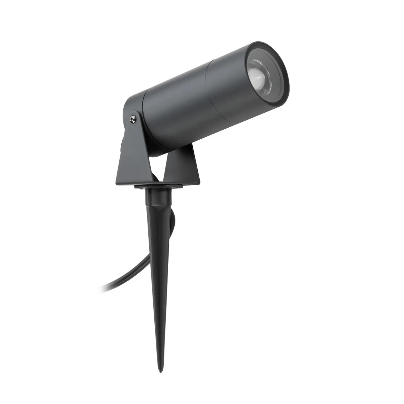 Foco LED con pica 5131, negro, aluminio, cristal, enchufe Schuko