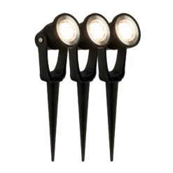 Foco LED con piqueta 3918035 Juego de inicio de 3 unidades de 12 V, negro, Ø 5