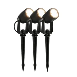 Foco LED con piqueta 3927035 Juego de inicio de 3 unidades de 12 V, negro Ø 4 cm