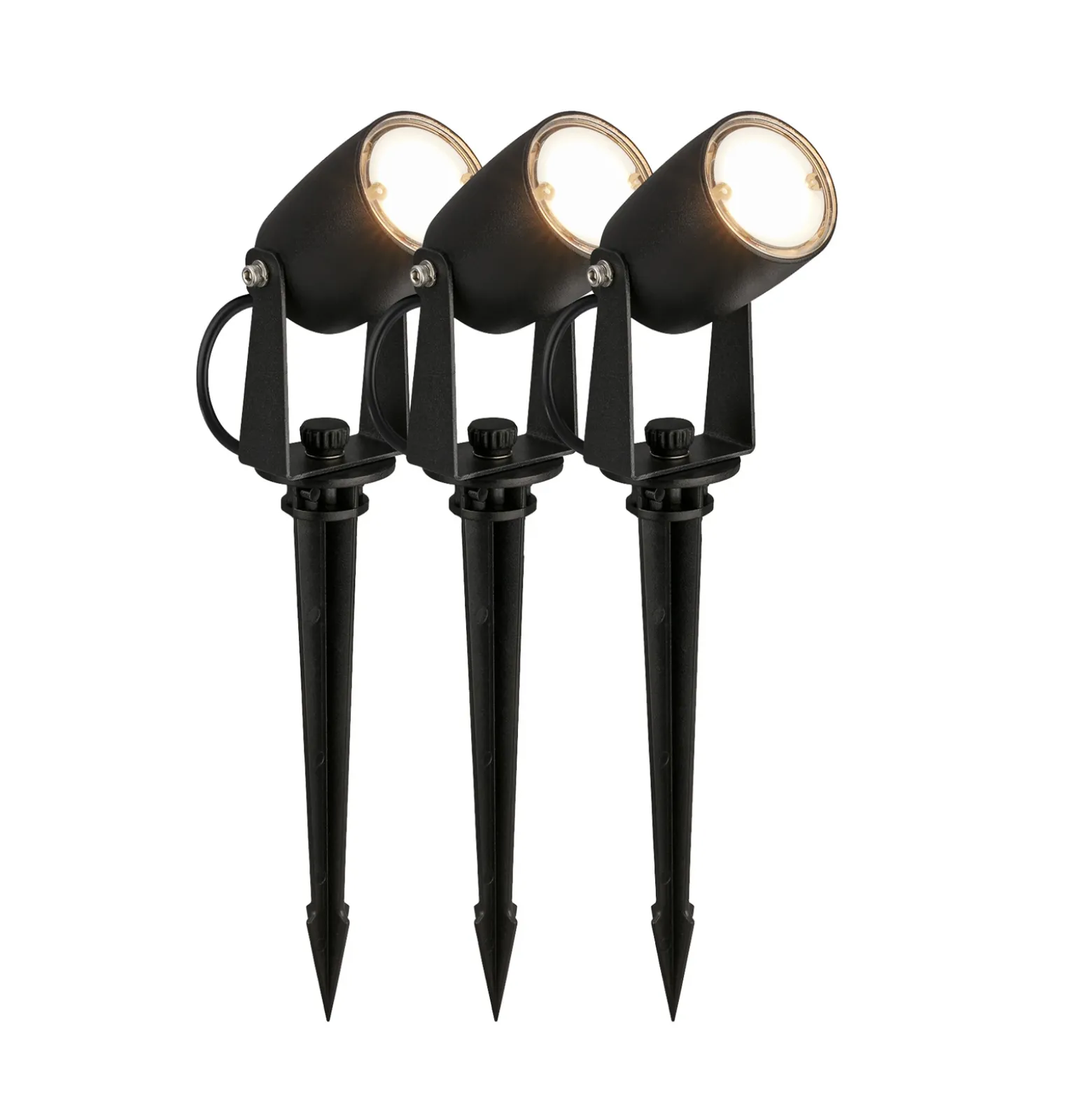 Foco LED con piqueta 3927035 Juego de inicio de 3 unidades de 12 V, negro Ø 4 cm