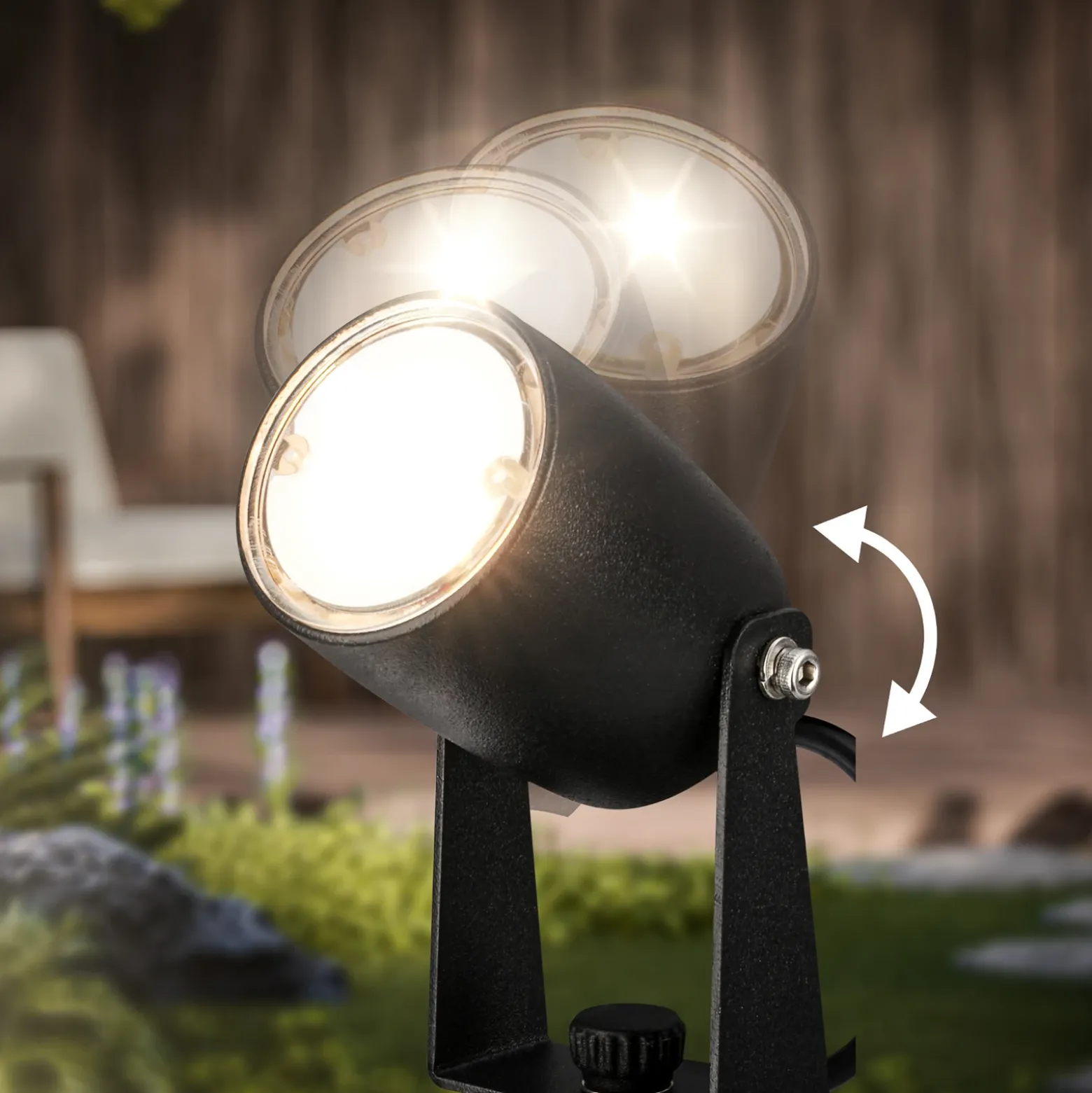 Foco LED con piqueta 3927035 Juego de inicio de 3 unidades de 12 V, negro Ø 4 cm