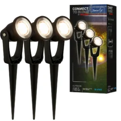 Foco LED con piqueta 3919035 12 V, ampliación de 3 unidades, negro, Ø 5 cm