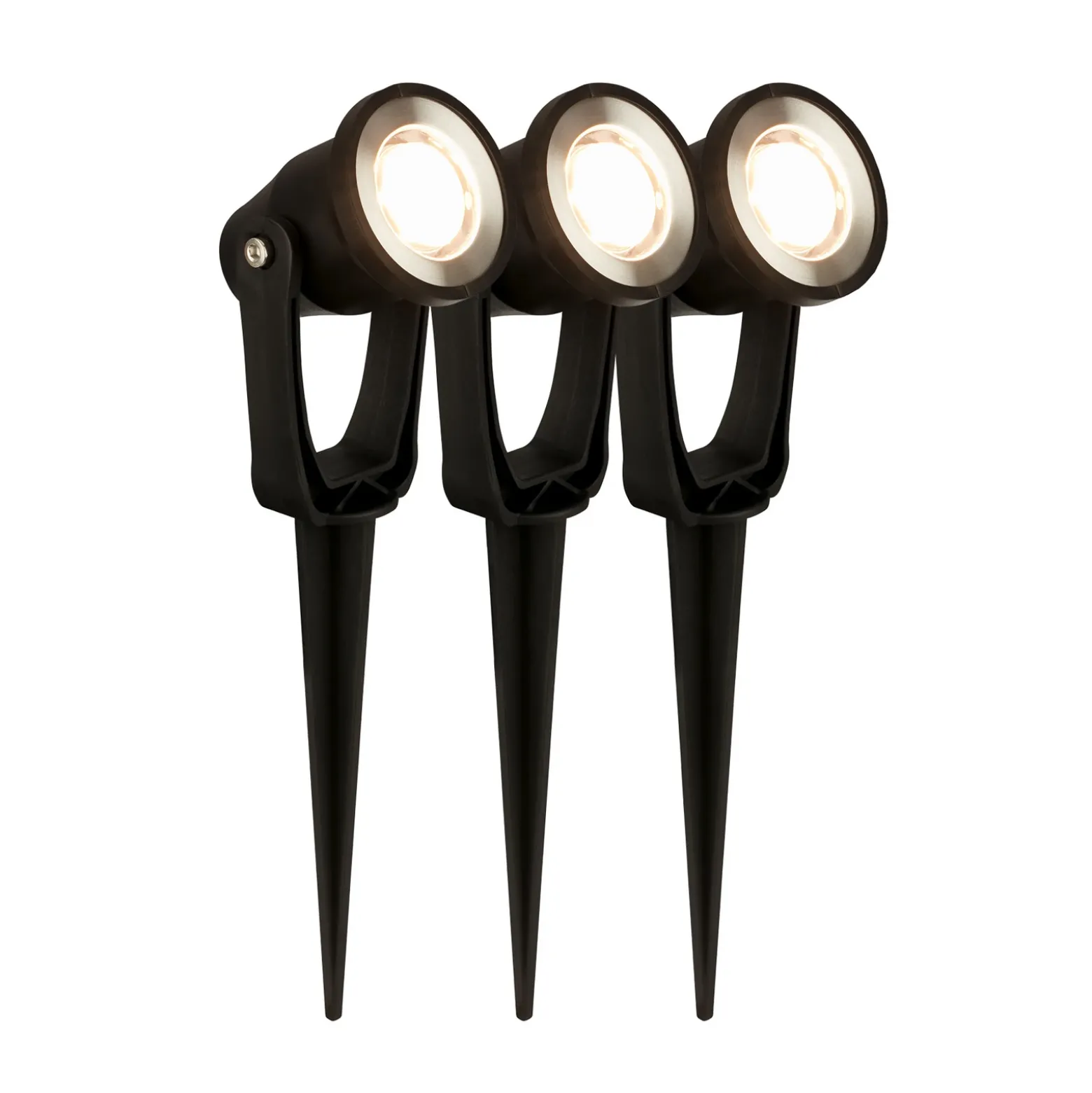 Foco LED con piqueta 3919035 12 V, ampliación de 3 unidades, negro, Ø 5 cm