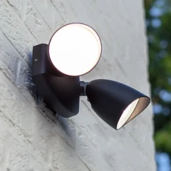 Foco LED de exterior SHRIMP, negro, 20 W, 2 luces, IP54