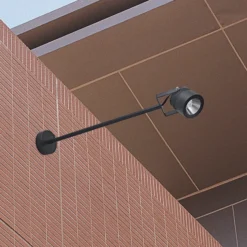 Foco LED de pared para exteriores 5012, negro, aluminio, cristal, 68 cm
