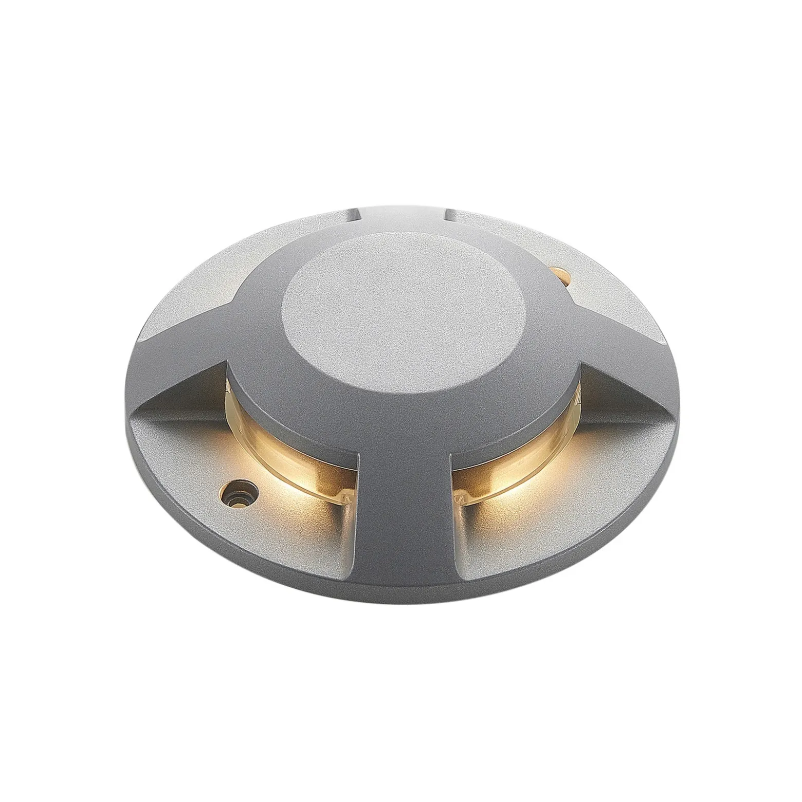 Foco LED de suelo Lucande Jeffrey, plateado, 4 salidas de luz