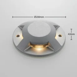 Foco LED de suelo Lucande Jeffrey, plateado, 4 salidas de luz