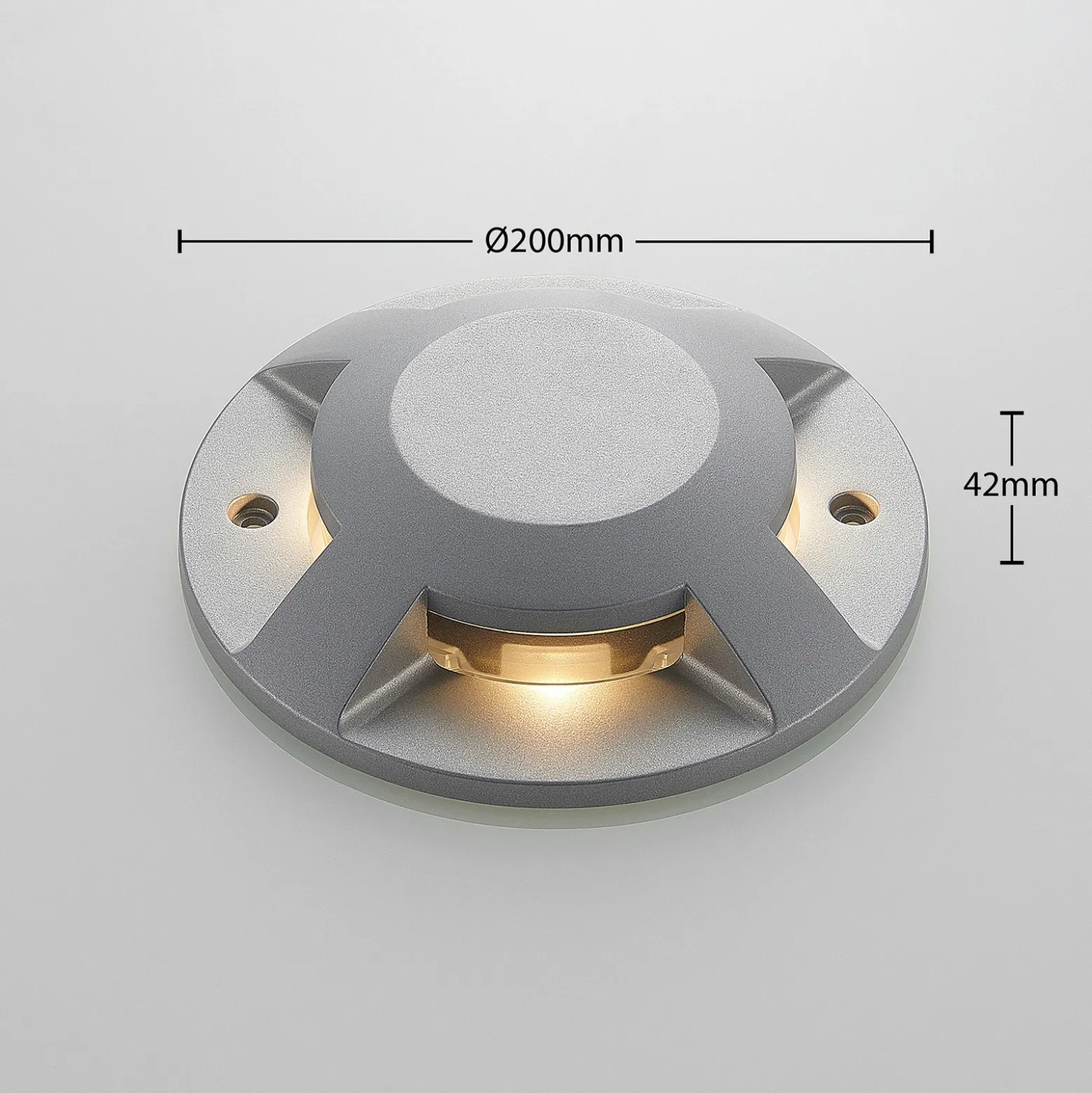 Foco LED de suelo Lucande Jeffrey, plateado, 4 salidas de luz