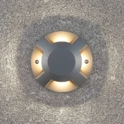 Foco LED de suelo Lucande Jeffrey, plateado, 4 salidas de luz