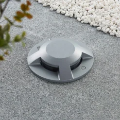 Foco LED de suelo Lucande Jeffrey, plateado, 4 salidas de luz