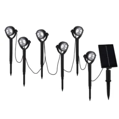 Foco LED solar con pica NOMI, negro, juego de 6, IP44