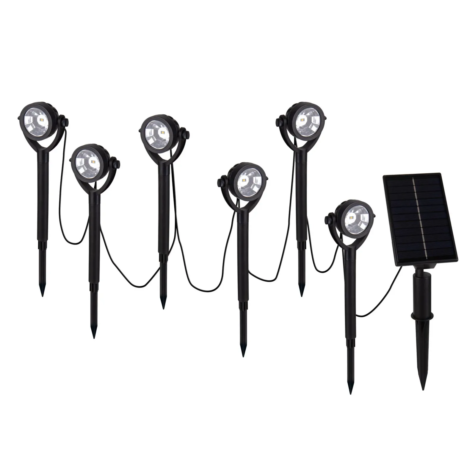 Foco LED solar con pica NOMI, negro, juego de 6, IP44