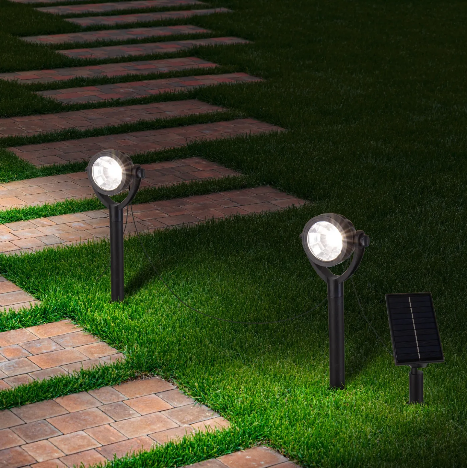 Foco LED solar con pica NOMI, negro, juego de 6, IP44