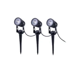 Foco LED solar con pica SPOTI, negro, juego de 3, IP44