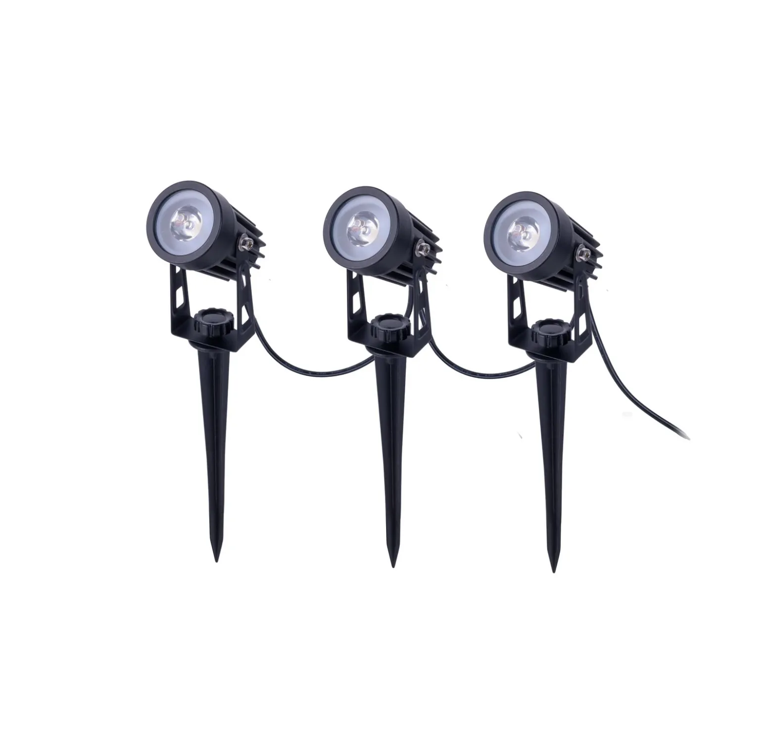 Foco LED solar con pica SPOTI, negro, juego de 3, IP44