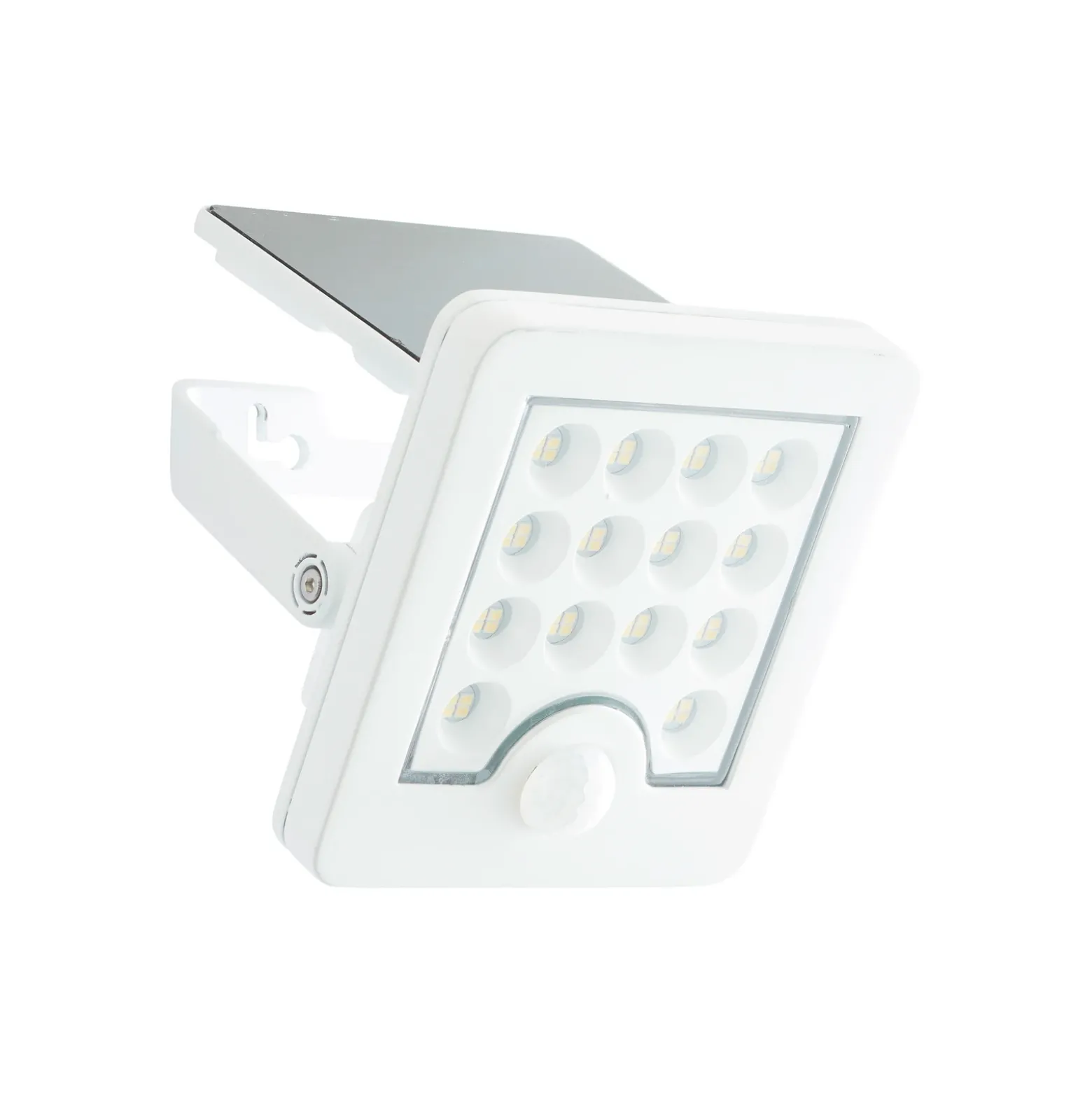 Foco LED solar de exterior para pared Luton con sensor, blanco, 13 cm de ancho