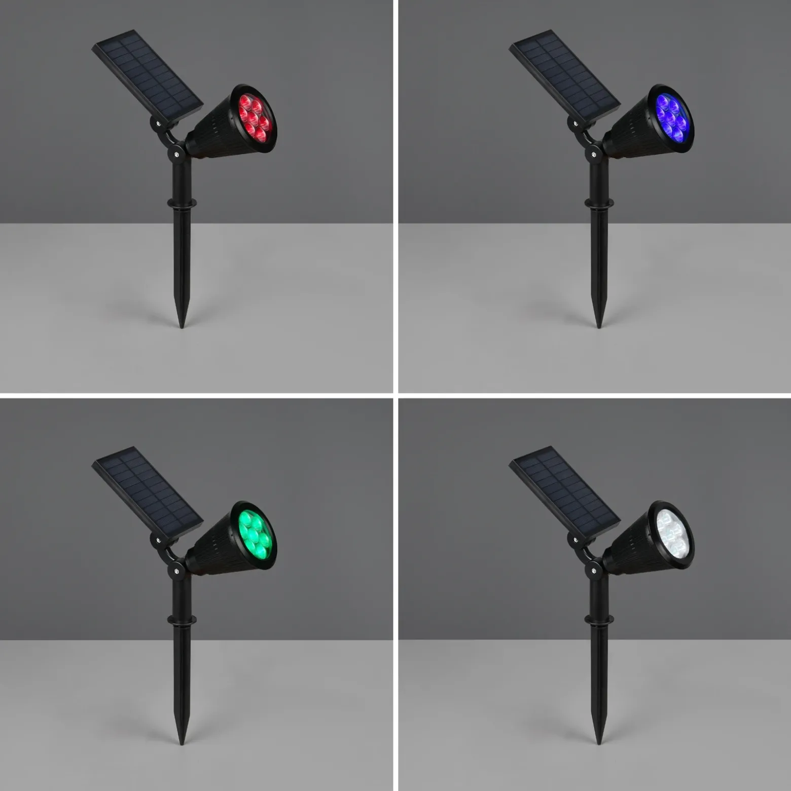 Foco LED solar Festival, negro mate, RGB, sensor