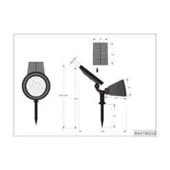 Foco LED solar Festival, negro mate, RGB, sensor