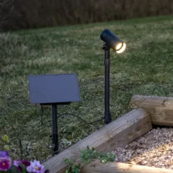Foco LED solar Powerspot de 53 cm, 250 lm, negro, con estaca para clavar en el