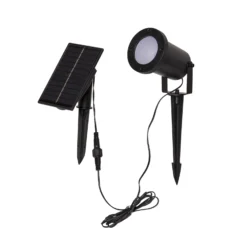 Foco LED solar Powerspot de 10 cm, 3000 K, 50 lm, negro, con estaca para clavar