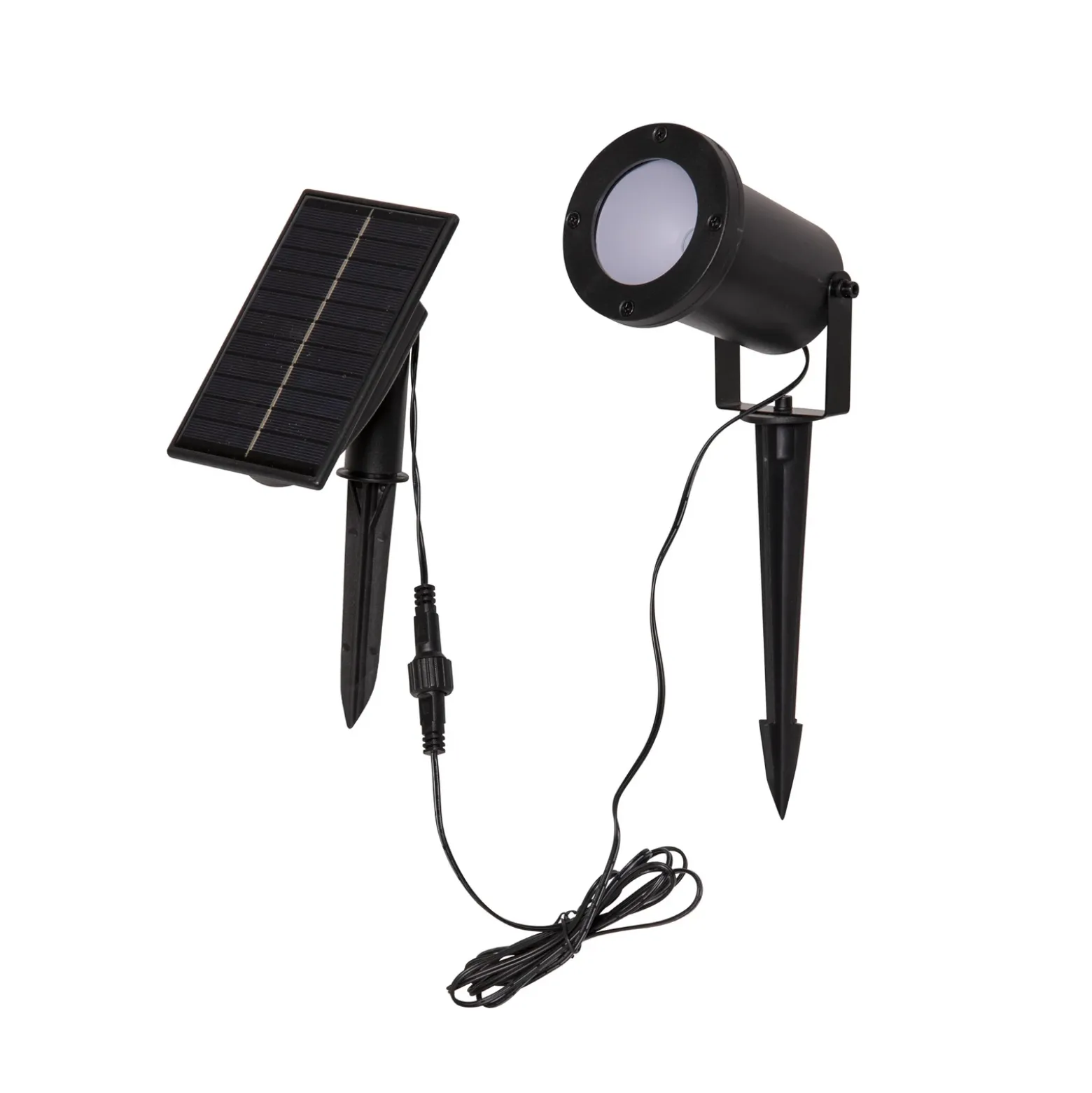Foco LED solar Powerspot de 10 cm, 3000 K, 50 lm, negro, con estaca para clavar