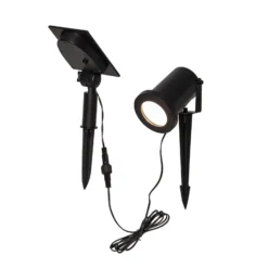 Foco LED solar Powerspot de 10 cm, 3000 K, 50 lm, negro, con estaca para clavar