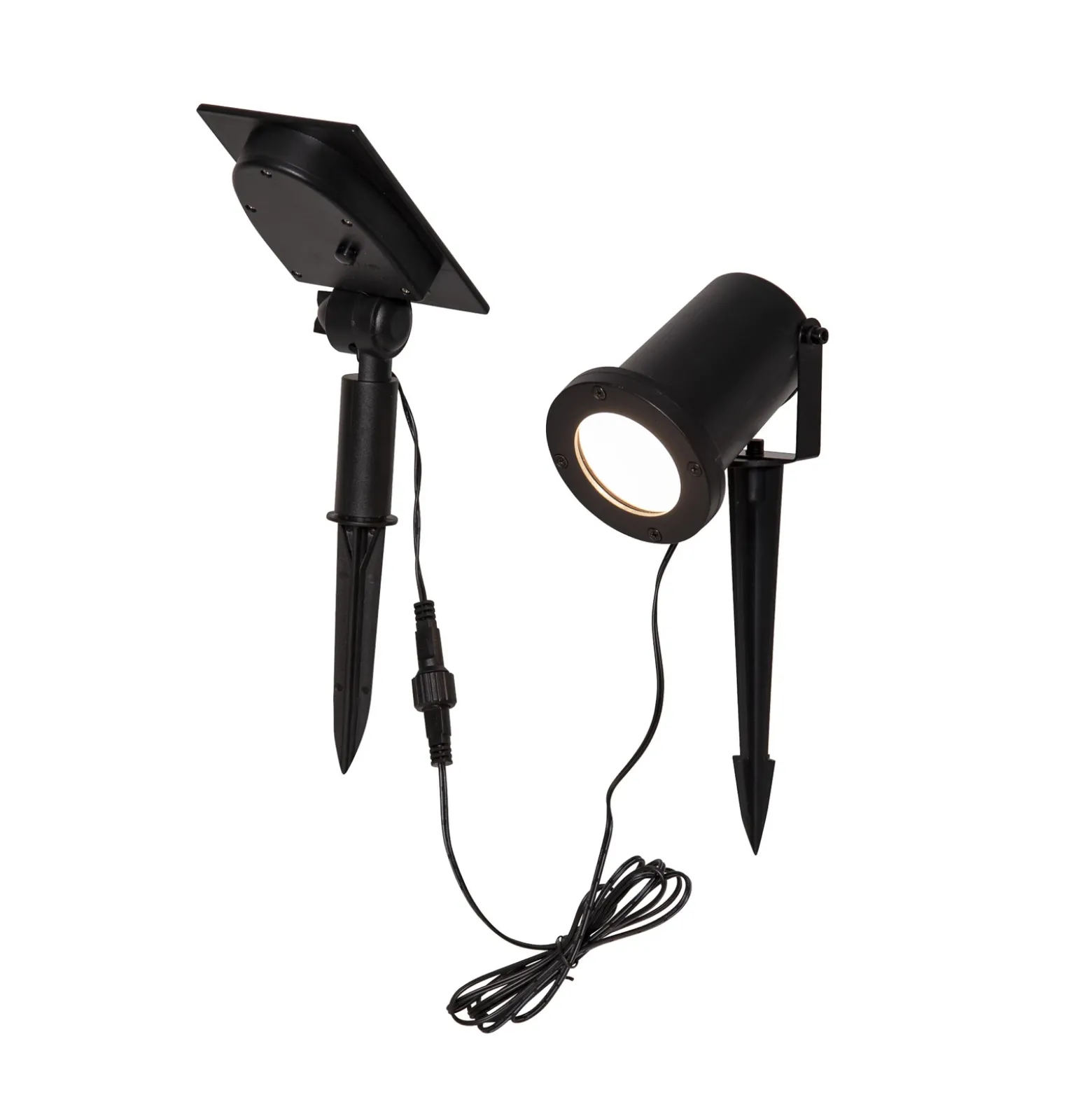 Foco LED solar Powerspot de 10 cm, 3000 K, 50 lm, negro, con estaca para clavar