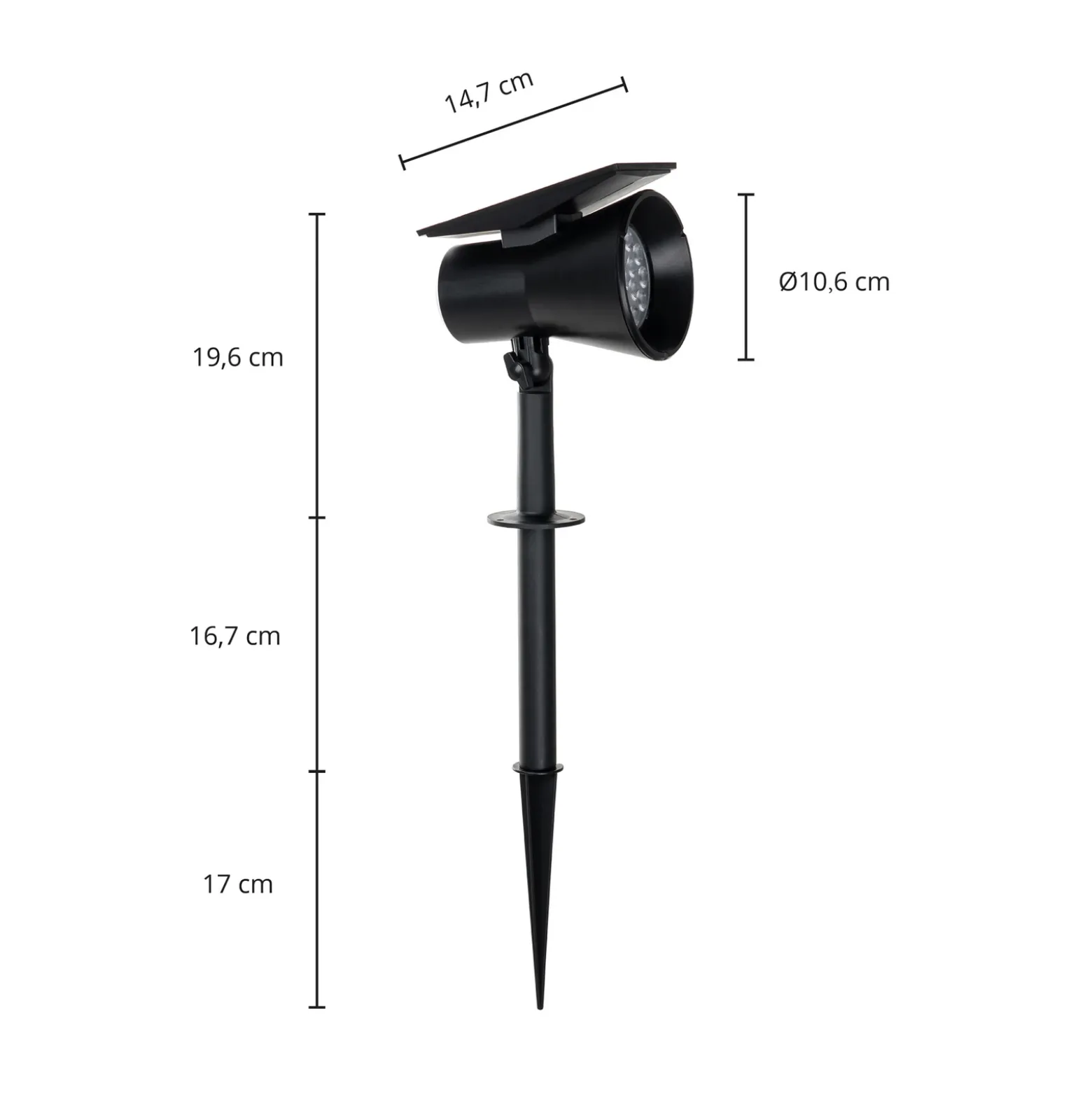 Foco solar Prios LED Birko, altura 56 cm, negro, pincho de suelo