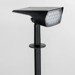 Foco solar Prios LED Helier, 49 cm, negro, pincho de suelo